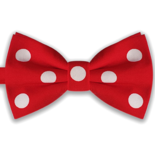 Papion barbati, butterfly, rosu cu buline mari albe