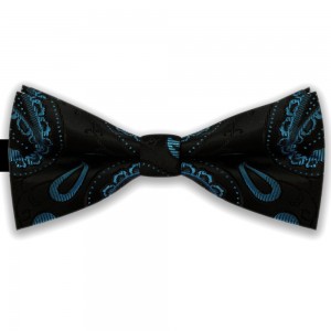 Papion negru, elegant, clasic, model paisley bleu Luxury Line