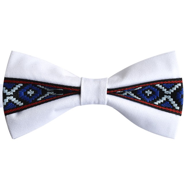 Papion traditional alb motive Romanesti