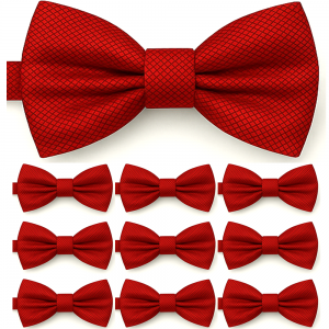 Set 10 papioane barbati, model texturat romb, roșu clasic