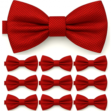 Set 10 papioane barbati, model texturat romb, roșu clasic