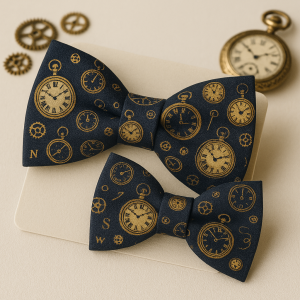 Set papioane tată-fiu „Timpul Nostru” – eleganță vintage cu ceasuri aurii