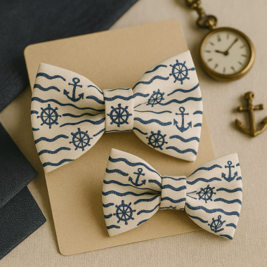 Set papioane tată-fiu „Nautic Chic” – aventură marină în stil elegant