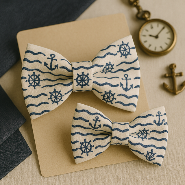 Set papioane tată-fiu „Nautic Chic” – aventură marină în stil elegant